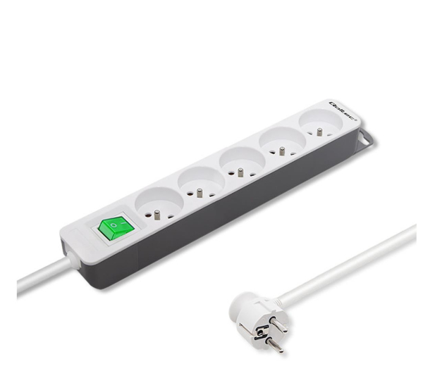 QOLTEC 5 gniazd , 1.8m, biało-szara - 1122516 - zdjęcie